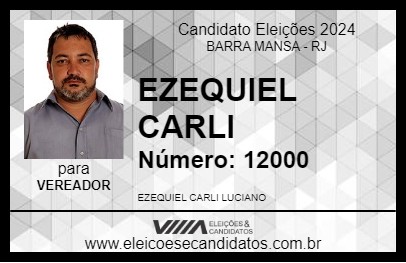 Candidato EZEQUIEL CARLI 2024 - BARRA MANSA - Eleições