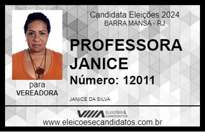 Candidato PROFESSORA JANICE 2024 - BARRA MANSA - Eleições