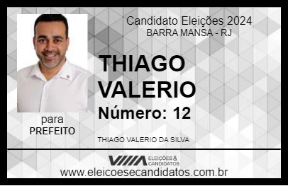 Candidato THIAGO VALERIO 2024 - BARRA MANSA - Eleições