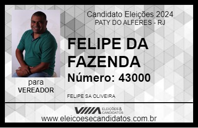 Candidato FELIPE DA FAZENDA 2024 - PATY DO ALFERES - Eleições