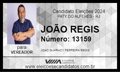 Candidato JOÃO REGIS 2024 - PATY DO ALFERES - Eleições