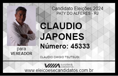 Candidato CLAUDIO JAPONES 2024 - PATY DO ALFERES - Eleições