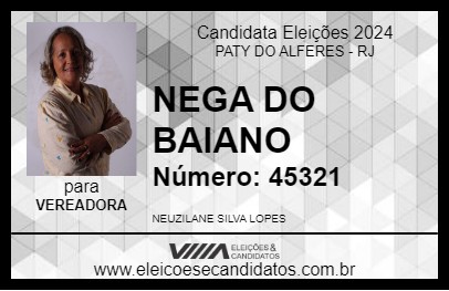 Candidato NEGA DO BAIANO 2024 - PATY DO ALFERES - Eleições