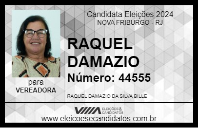 Candidato RAQUEL DAMAZIO 2024 - NOVA FRIBURGO - Eleições