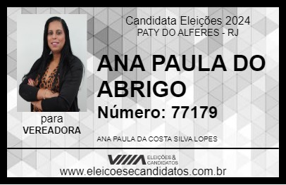 Candidato ANA PAULA DO ABRIGO 2024 - PATY DO ALFERES - Eleições