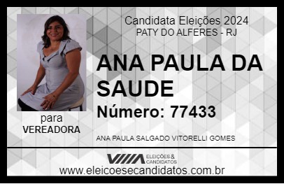 Candidato ANA PAULA DA SAUDE 2024 - PATY DO ALFERES - Eleições