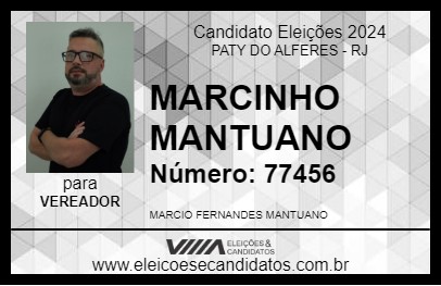 Candidato MARCINHO MANTUANO 2024 - PATY DO ALFERES - Eleições