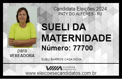 Candidato SUELI DA MATERNIDADE 2024 - PATY DO ALFERES - Eleições