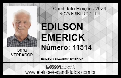 Candidato EDILSON EMERICK 2024 - NOVA FRIBURGO - Eleições