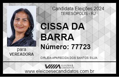 Candidato CISSA DA BARRA 2024 - TERESÓPOLIS - Eleições