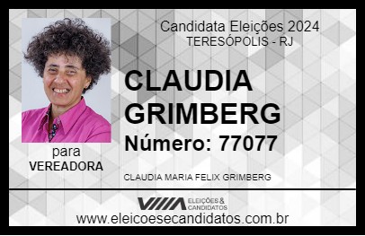 Candidato CLAUDIA GRIMBERG 2024 - TERESÓPOLIS - Eleições