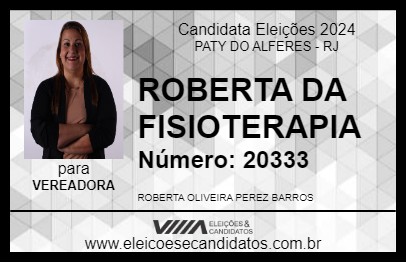 Candidato ROBERTA DA FISIOTERAPIA 2024 - PATY DO ALFERES - Eleições