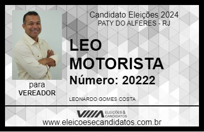 Candidato LEO MOTORISTA 2024 - PATY DO ALFERES - Eleições