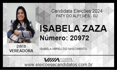 Candidato ISABELA ZAZA 2024 - PATY DO ALFERES - Eleições