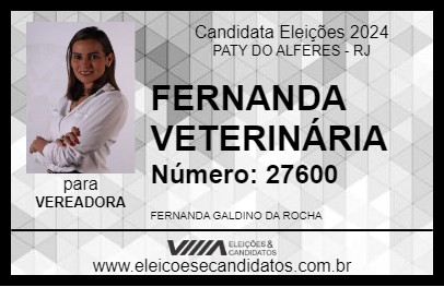 Candidato FERNANDA VETERINÁRIA 2024 - PATY DO ALFERES - Eleições