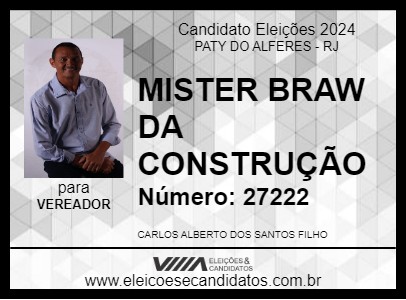 Candidato MISTER BRAW DA CONSTRUÇÃO 2024 - PATY DO ALFERES - Eleições