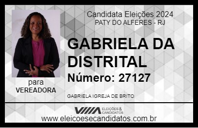 Candidato GABRIELA DA DISTRITAL 2024 - PATY DO ALFERES - Eleições