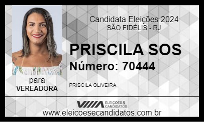 Candidato PRISCILA SOS 2024 - SÃO FIDÉLIS - Eleições