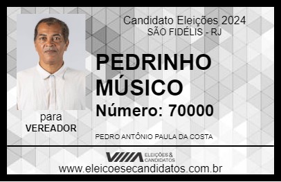 Candidato PEDRINHO MÚSICO 2024 - SÃO FIDÉLIS - Eleições