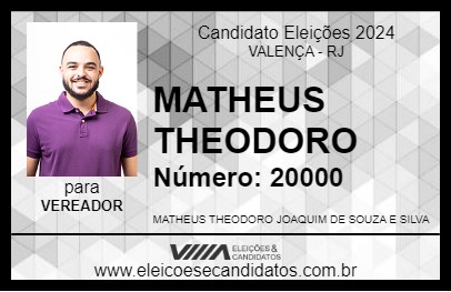 Candidato MATHEUS THEODORO 2024 - VALENÇA - Eleições