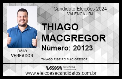 Candidato THIAGO MACGREGOR 2024 - VALENÇA - Eleições