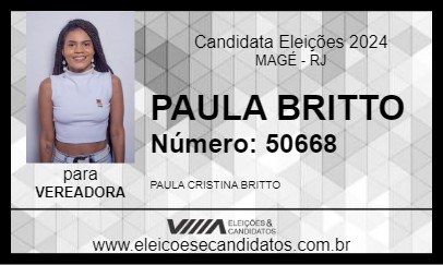 Candidato PAULA BRITTO 2024 - MAGÉ - Eleições