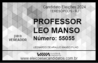 Candidato PROFESSOR LEO MANSO 2024 - TERESÓPOLIS - Eleições