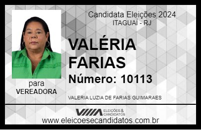 Candidato VALÉRIA FARIAS 2024 - ITAGUAÍ - Eleições