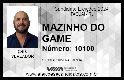 Candidato MAZINHO DO GAME 2024 - ITAGUAÍ - Eleições