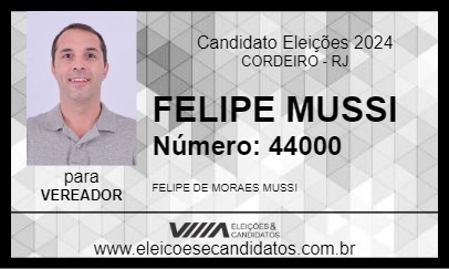 Candidato FELIPE MUSSI  2024 - CORDEIRO - Eleições