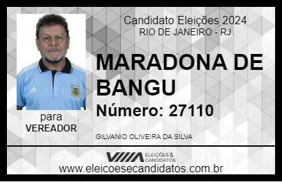 Candidato MARADONA DE BANGU 2024 - RIO DE JANEIRO - Eleições