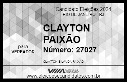 Candidato CLAYTON PAIXÃO 2024 - RIO DE JANEIRO - Eleições