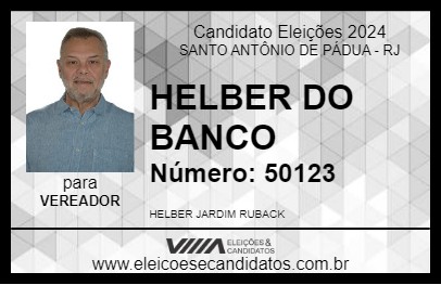 Candidato HELBER DO BANCO 2024 - SANTO ANTÔNIO DE PÁDUA - Eleições