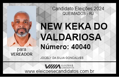 Candidato NEW KEKA DO VALDARIOSA 2024 - QUEIMADOS - Eleições