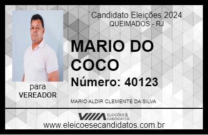 Candidato MARIO DO COCO 2024 - QUEIMADOS - Eleições