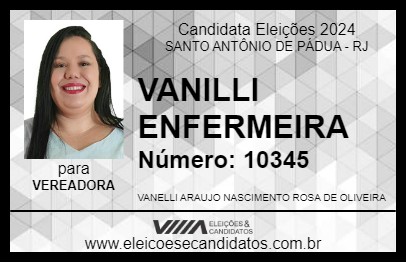 Candidato VANELLI ENFERMEIRA 2024 - SANTO ANTÔNIO DE PÁDUA - Eleições