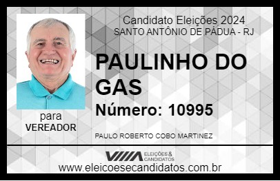 Candidato PAULINHO DO GAS 2024 - SANTO ANTÔNIO DE PÁDUA - Eleições