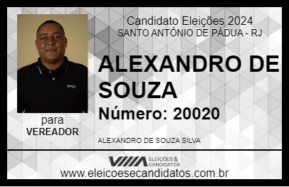 Candidato ALEXANDRO DE SOUZA 2024 - SANTO ANTÔNIO DE PÁDUA - Eleições