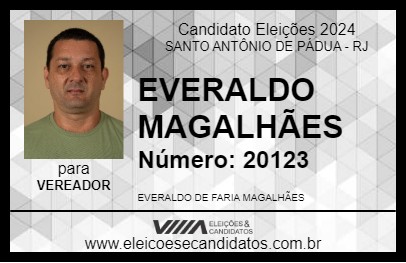 Candidato EVERALDO MAGALHÃES 2024 - SANTO ANTÔNIO DE PÁDUA - Eleições