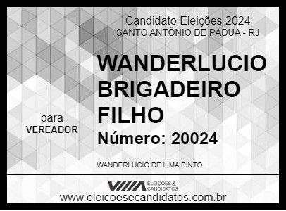 Candidato WANDERLUCIO BRIGADEIRO FILHO 2024 - SANTO ANTÔNIO DE PÁDUA - Eleições