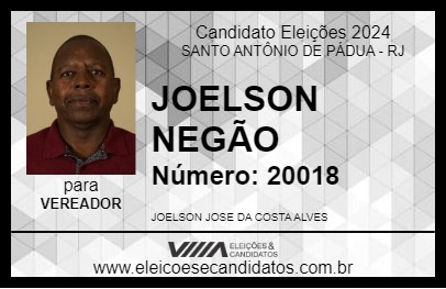 Candidato JOELSON NEGÃO 2024 - SANTO ANTÔNIO DE PÁDUA - Eleições