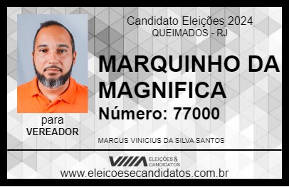 Candidato MARQUINHO DA MAGNIFICA 2024 - QUEIMADOS - Eleições