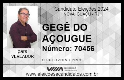 Candidato GEGÊ DO AÇOUGUE 2024 - NOVA IGUAÇU - Eleições