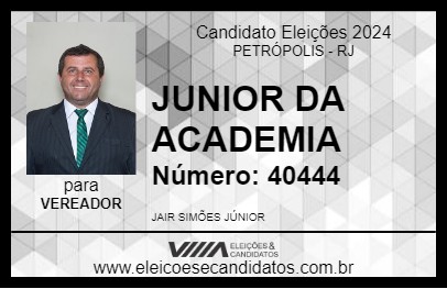 Candidato JUNIOR DA ACADEMIA 2024 - PETRÓPOLIS - Eleições