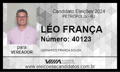 Candidato LÉO FRANÇA 2024 - PETRÓPOLIS - Eleições