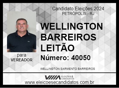 Candidato WELLINGTON BARREIROS LEITÃO 2024 - PETRÓPOLIS - Eleições