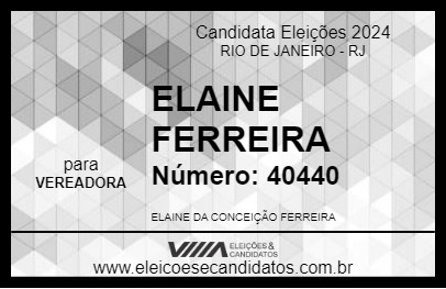 Candidato ELAINE FERREIRA 2024 - RIO DE JANEIRO - Eleições