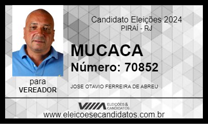 Candidato MUCACA 2024 - PIRAÍ - Eleições