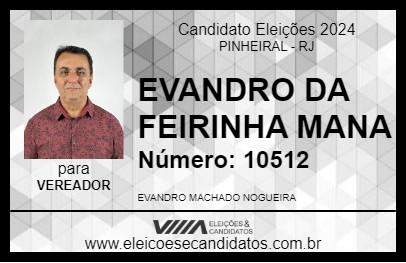 Candidato EVANDRO DA FEIRINHA MANA 2024 - PINHEIRAL - Eleições