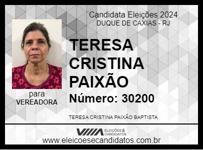 Candidato TERESA CRISTINA PAIXÃO 2024 - DUQUE DE CAXIAS - Eleições